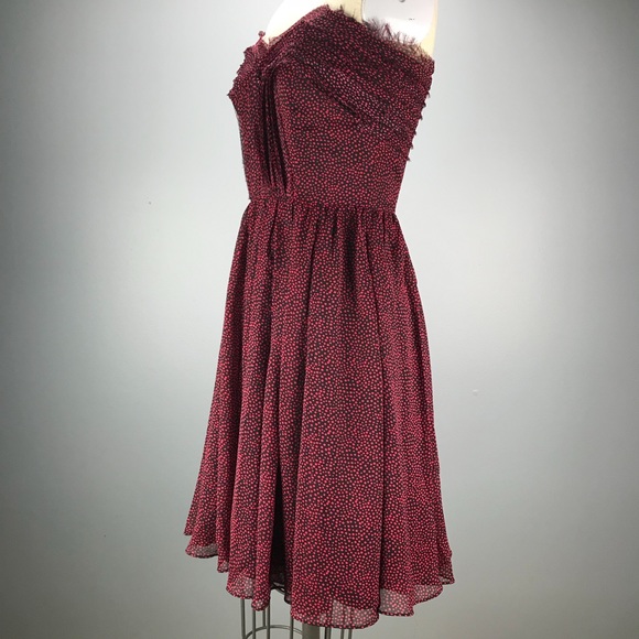 MM Couture Red Dot Sweetheart Strapless Dress M - Picture 3 of 7